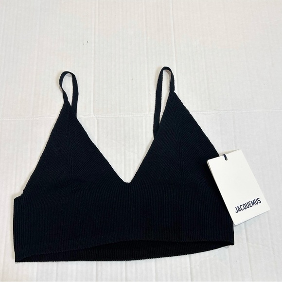 Jacquemus La Montagna Le Bandeau Valensole Bra Size XL NWT Black Ribbed New - Picture 8 of 16